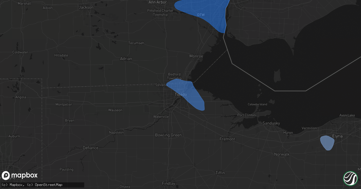 Hail map in Toledo, OH on September 3, 2026
