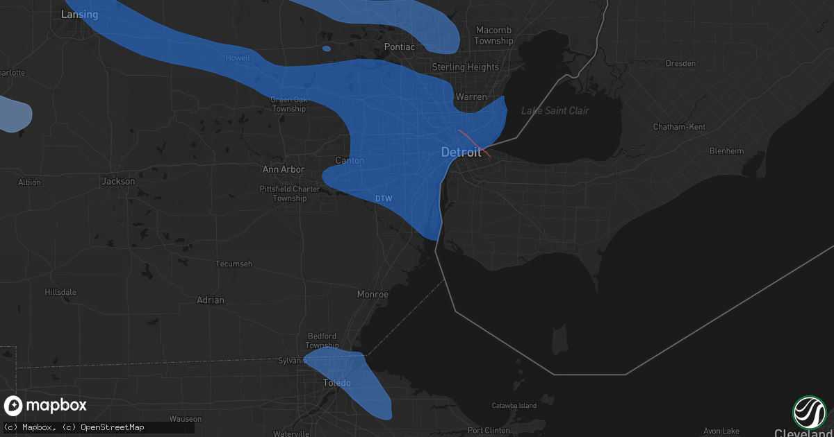 Hail map in Trenton, MI on September 3, 2026