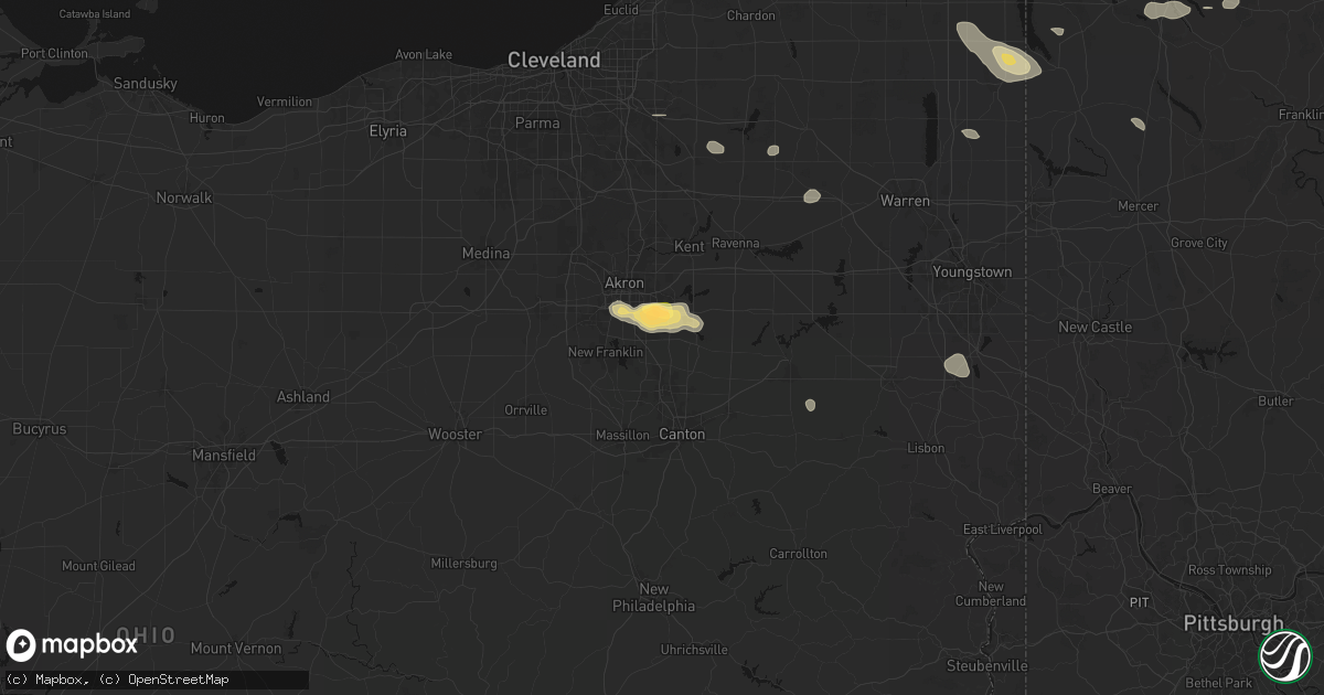 Hail map in Uniontown, OH on September 3, 2026
