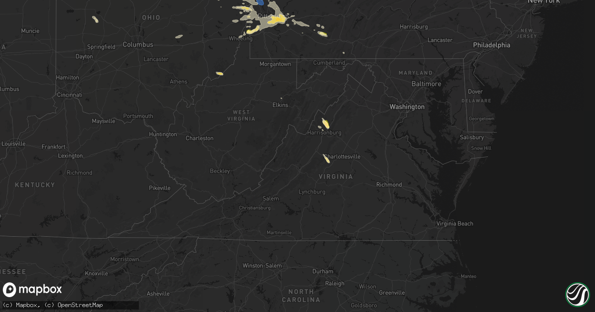 Hail map in Virginia on September 3, 2026