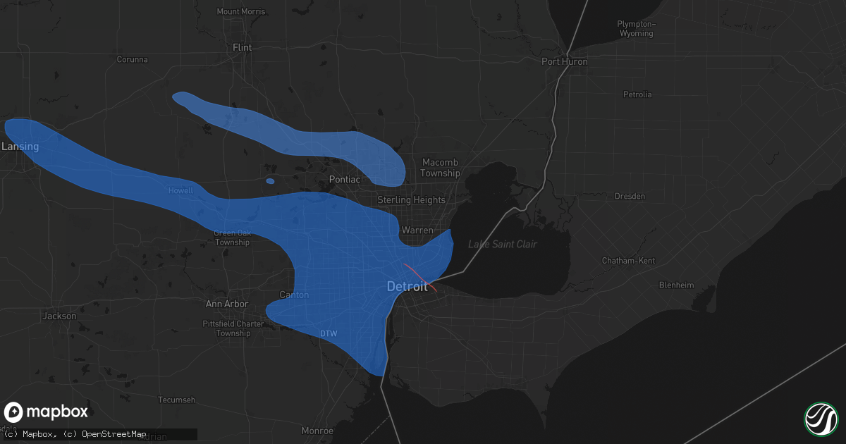Hail map in Warren, MI on September 3, 2026