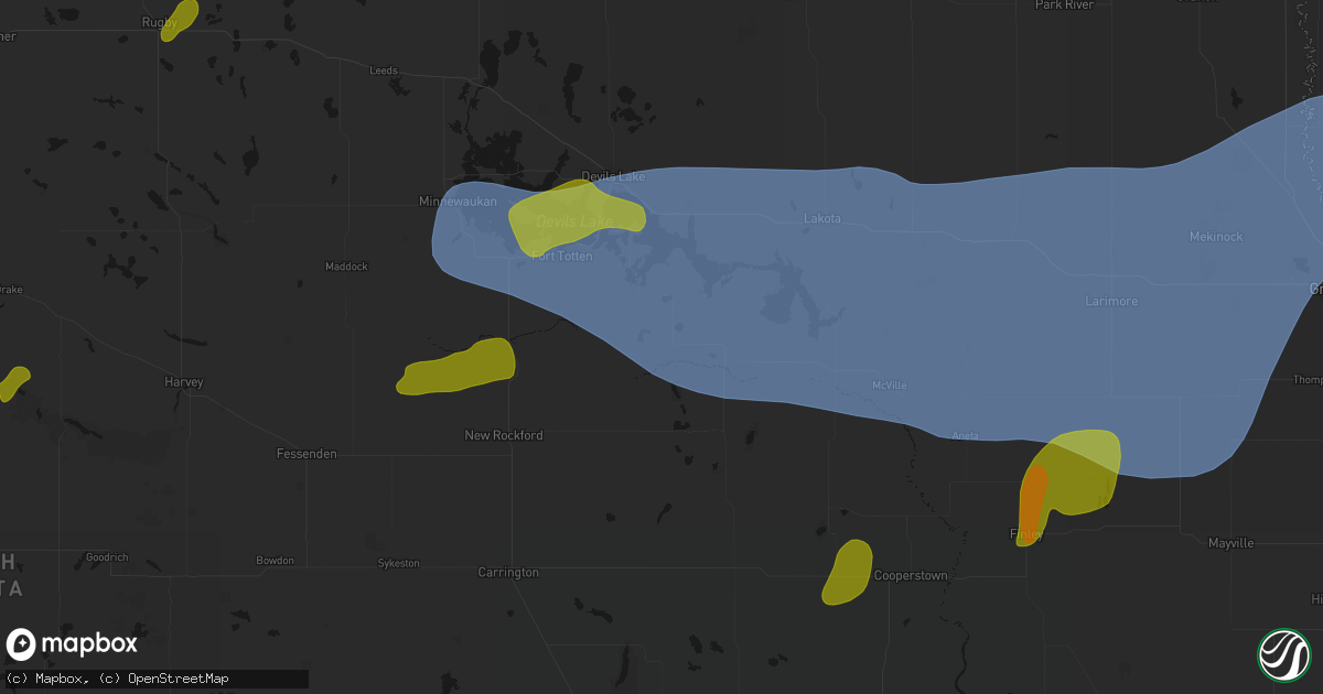 Hail map in Warwick, ND on September 3, 2026