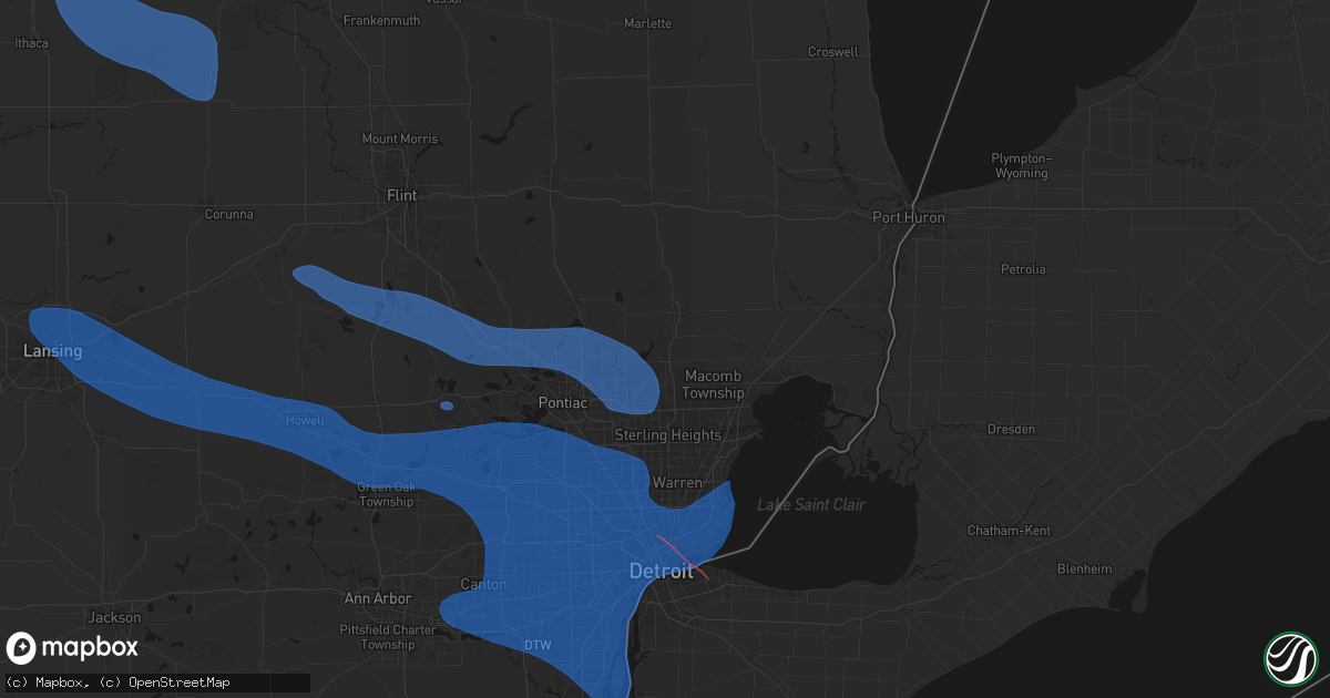 Hail map in Washington, MI on September 3, 2026