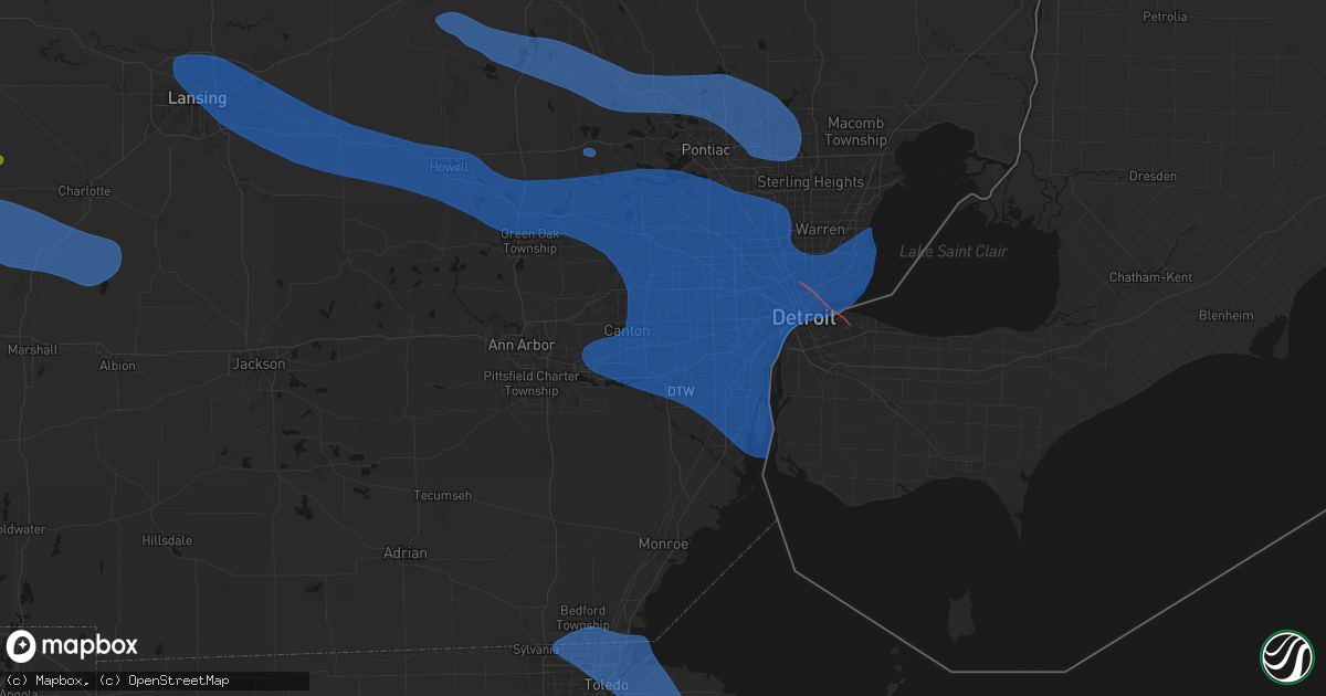 Hail map in Wayne, MI on September 3, 2026