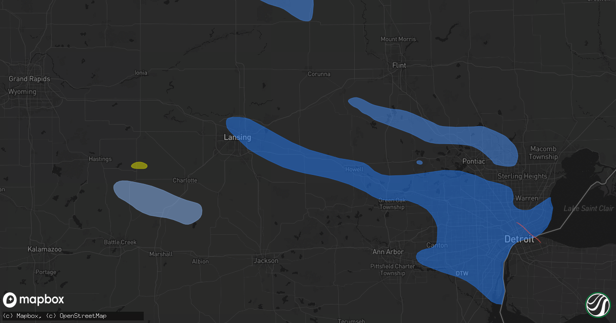 Hail map in Webberville, MI on September 3, 2026