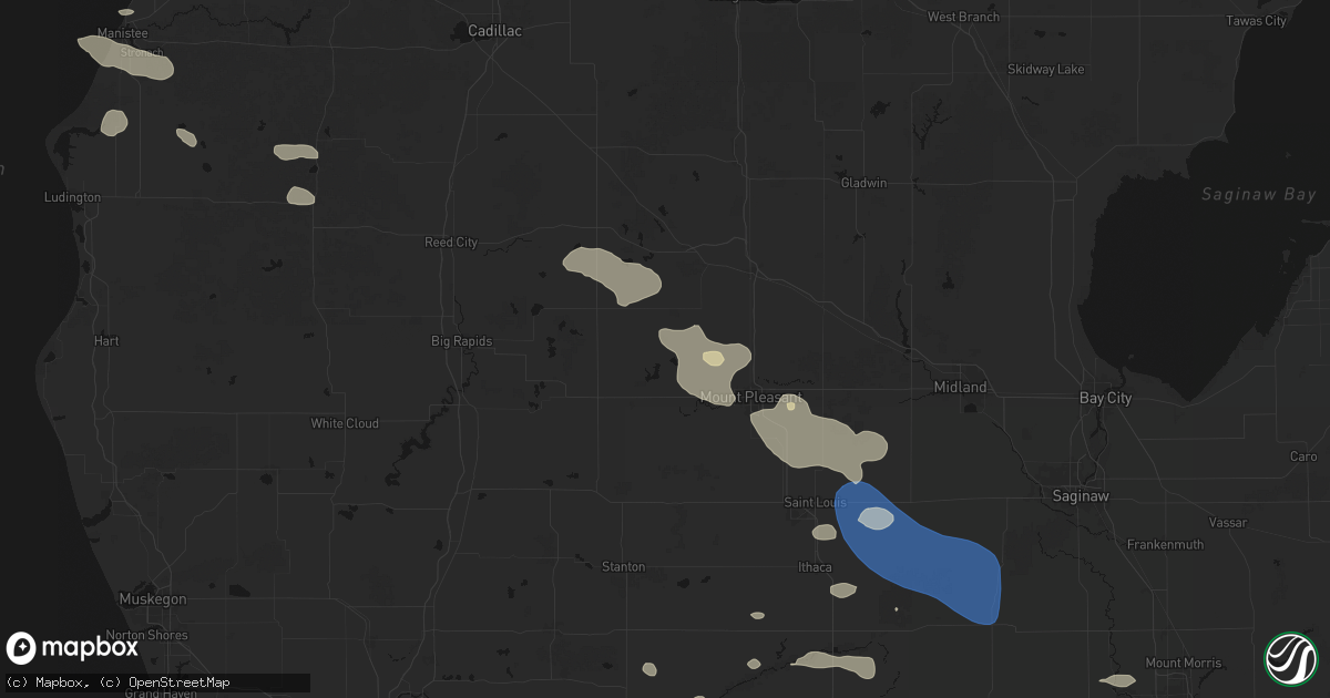 Hail map in Weidman, MI on September 3, 2026