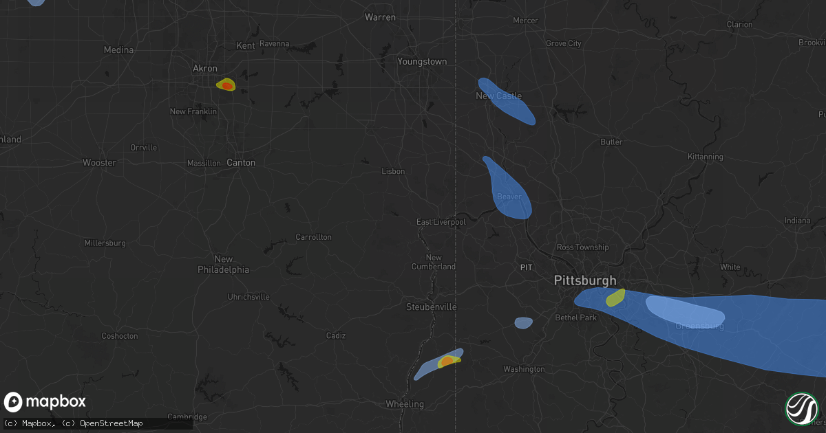 Hail map in Wellsville, OH on September 3, 2026