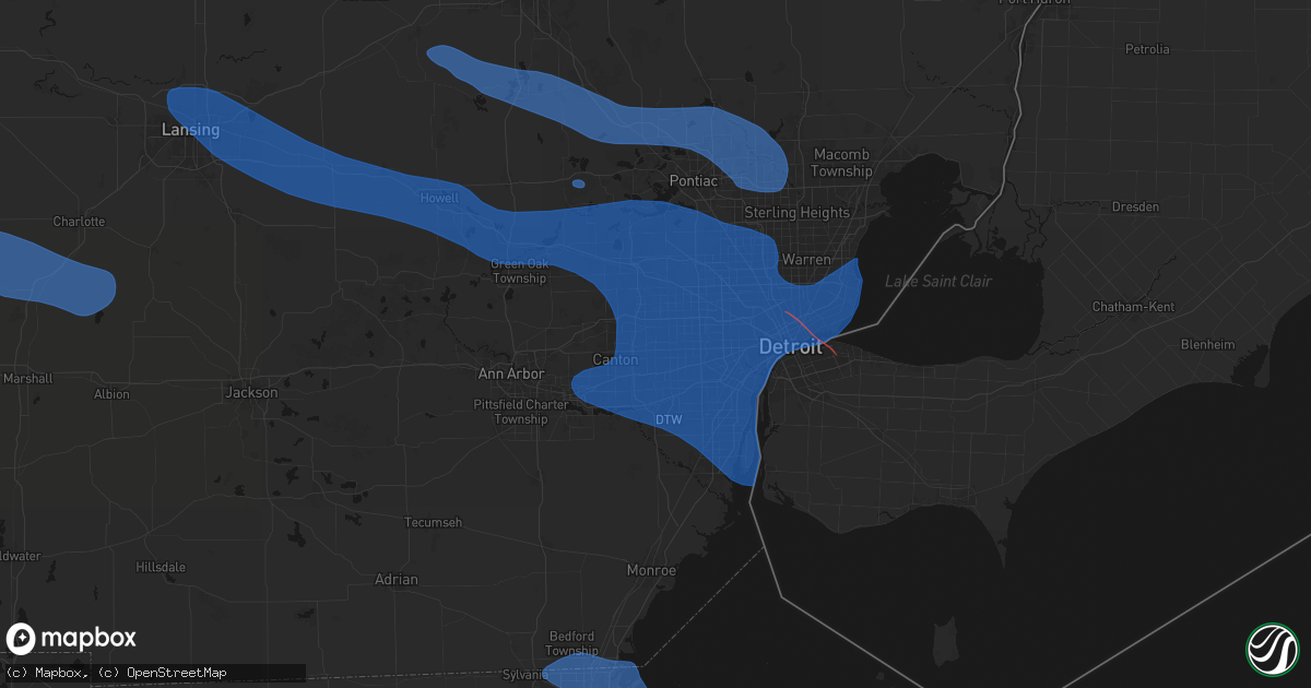 Hail map in Westland, MI on September 3, 2026
