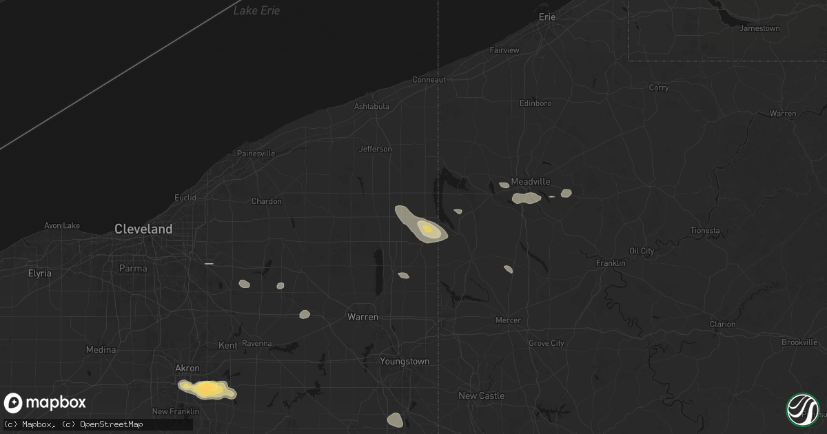 Hail map in Williamsfield, OH on September 3, 2026
