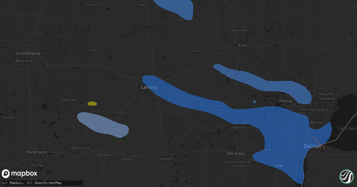 Hail map in Williamston, MI on September 3, 2026