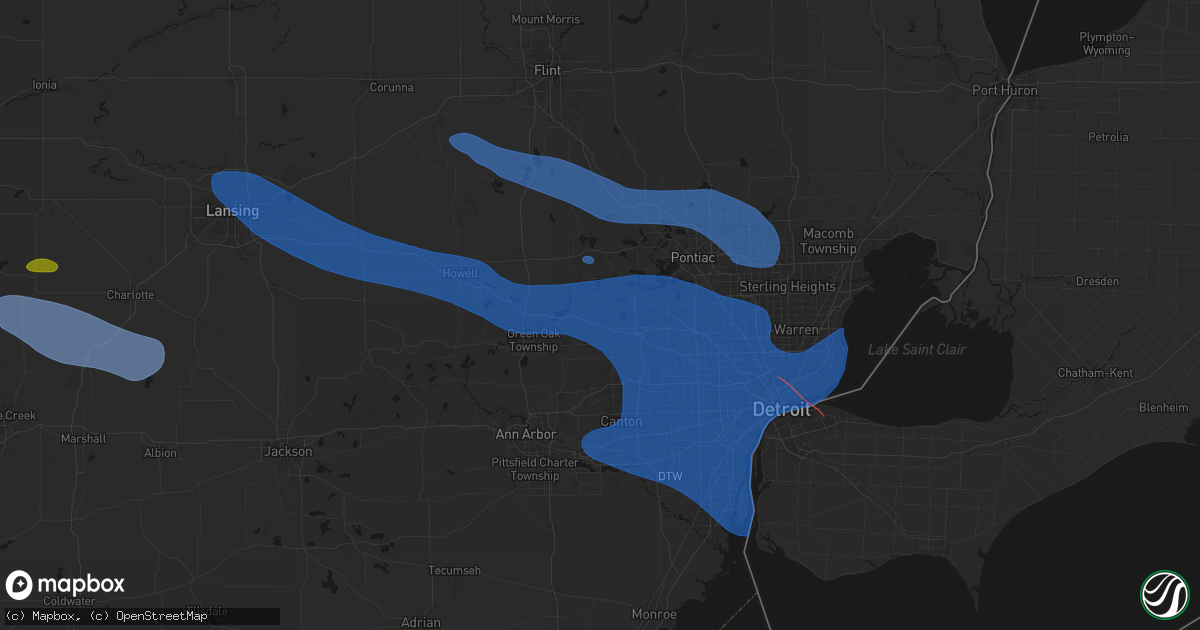 Hail map in Wixom, MI on September 3, 2026