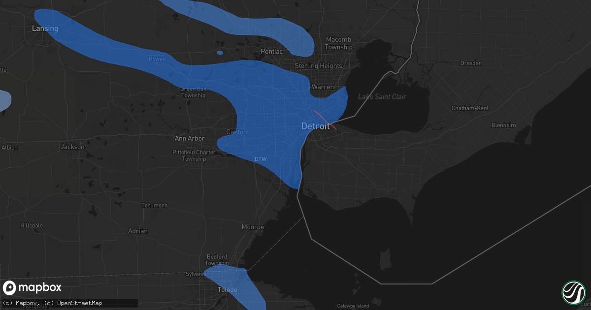Hail map in Wyandotte, MI on September 3, 2026