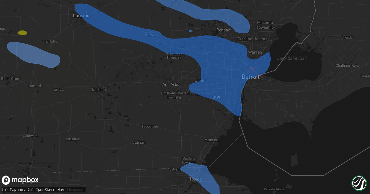 Hail map in Ypsilanti, MI on September 3, 2026