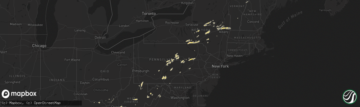 Hail map in New York on September 4, 2011