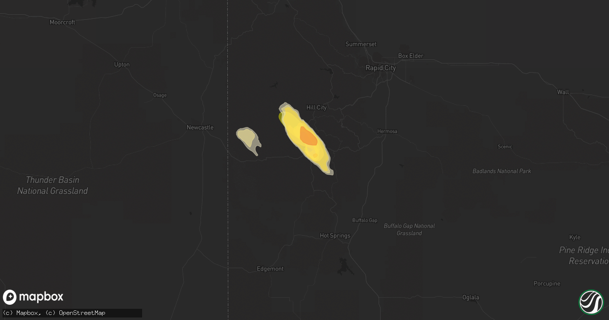 Hail map in Custer, SD on September 4, 2013