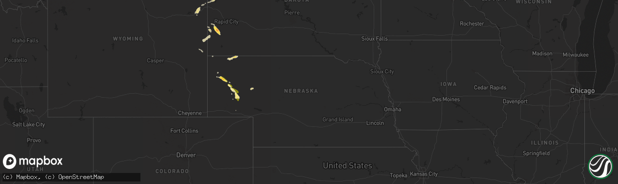 Hail map in Nebraska on September 4, 2013