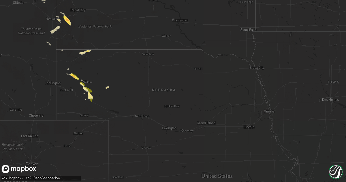 Hail map in Nebraska on September 4, 2013