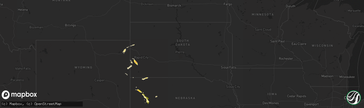 Hail map in South Dakota on September 4, 2013