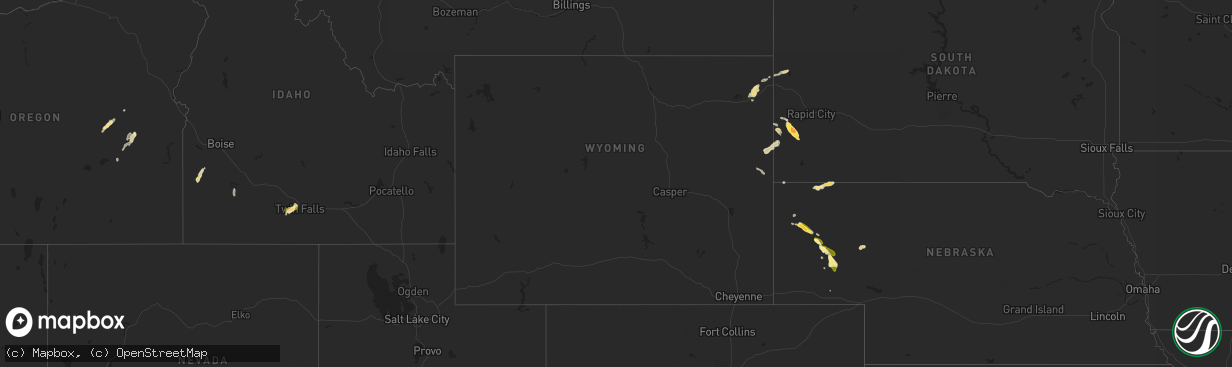 Hail map in Wyoming on September 4, 2013