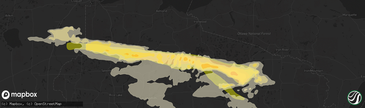 Hail map in Butternut, WI on September 4, 2014