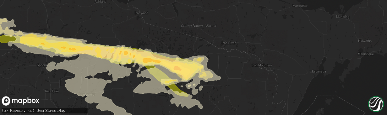 Hail map in Eagle River, WI on September 4, 2014