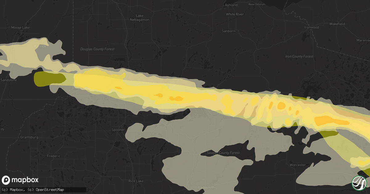 Hail map in Hayward, WI on September 4, 2014