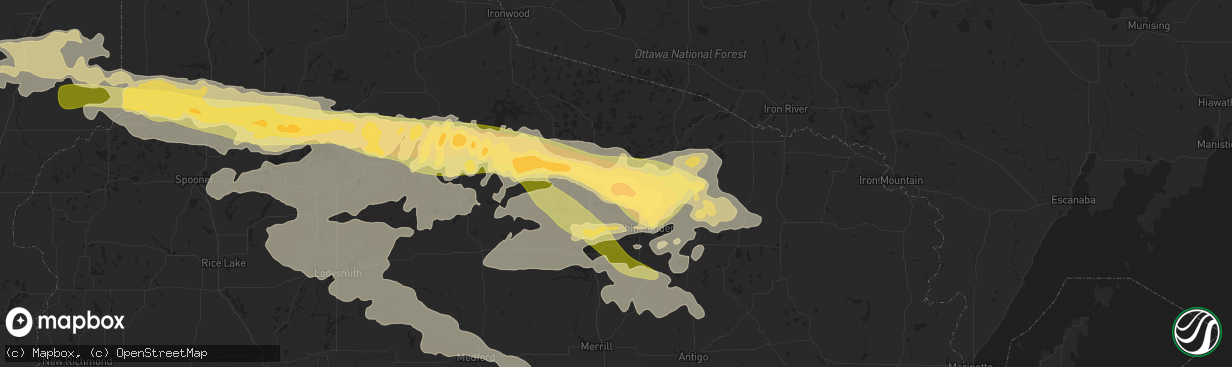 Hail map in Lake Tomahawk, WI on September 4, 2014