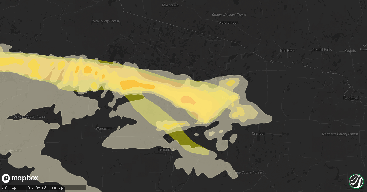 Hail map in Lake Tomahawk, WI on September 4, 2014