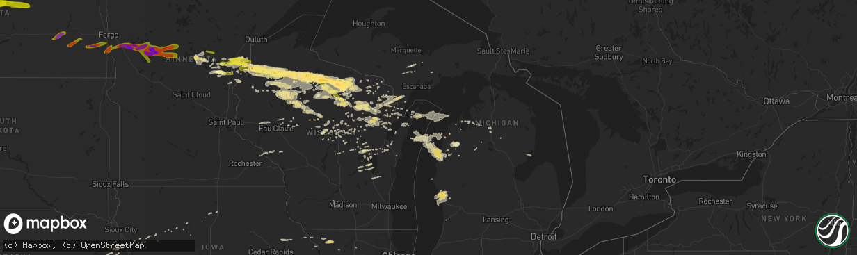 Hail map in Michigan on September 4, 2014