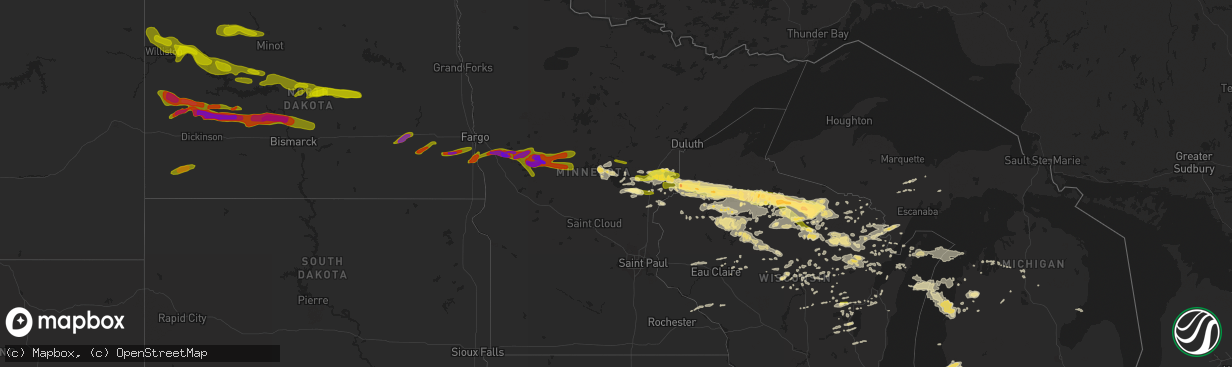 Hail map in Minnesota on September 4, 2014