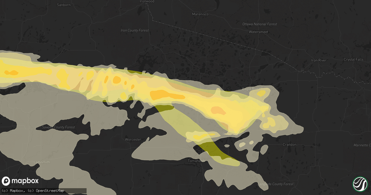 Hail map in Minocqua, WI on September 4, 2014