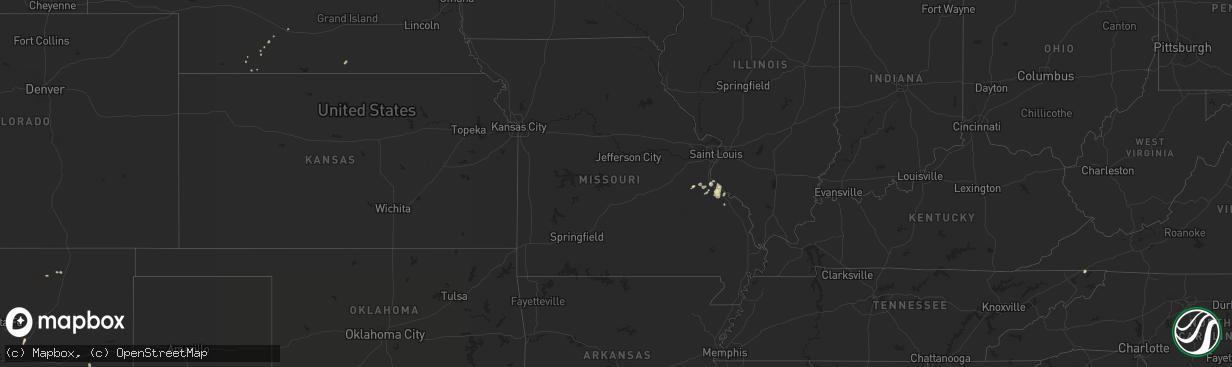 Hail map in Missouri on September 4, 2014