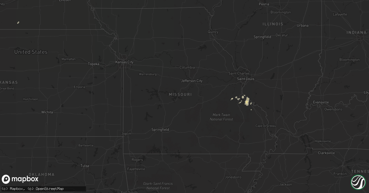 Hail map in Missouri on September 4, 2014
