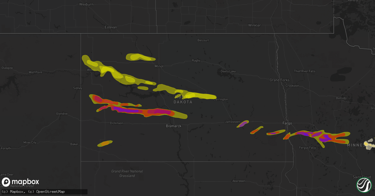 Hail map in North Dakota on September 4, 2014