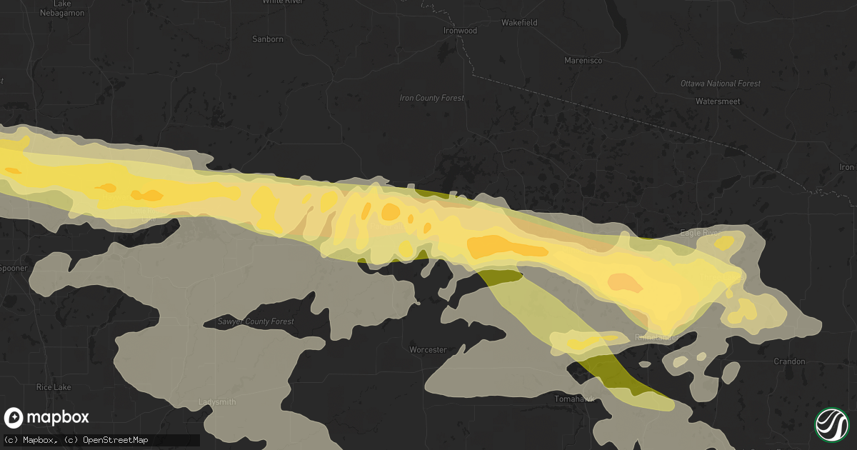 Hail map in Park Falls, WI on September 4, 2014