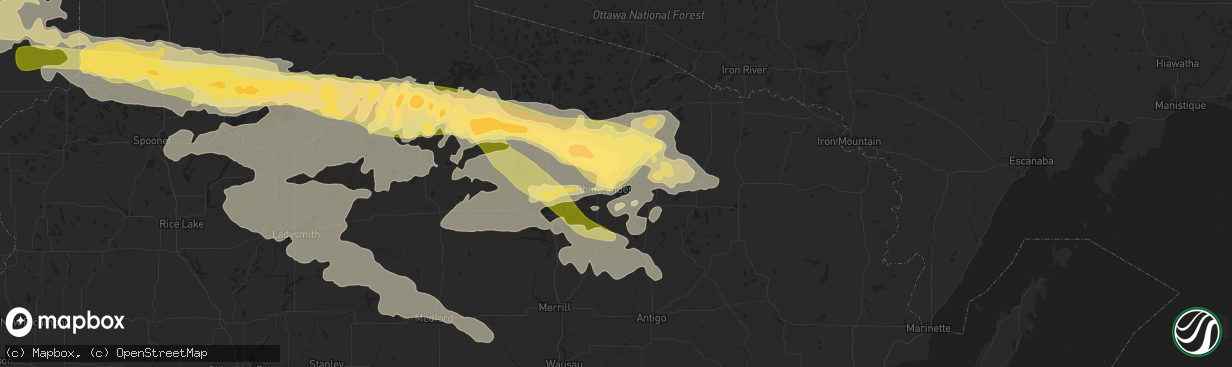 Hail map in Rhinelander, WI on September 4, 2014