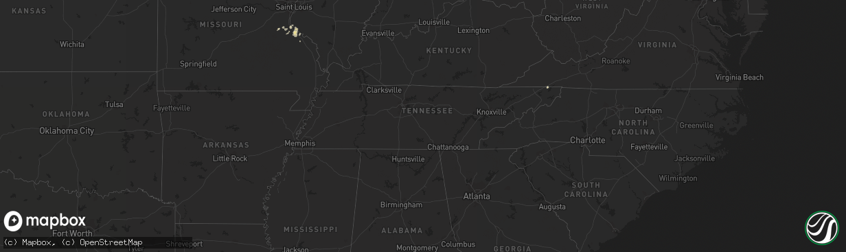 Hail map in Tennessee on September 4, 2014