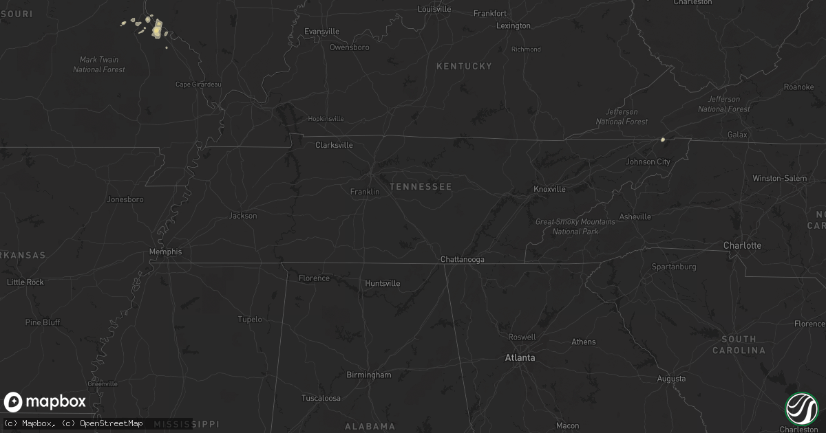 Hail map in Tennessee on September 4, 2014