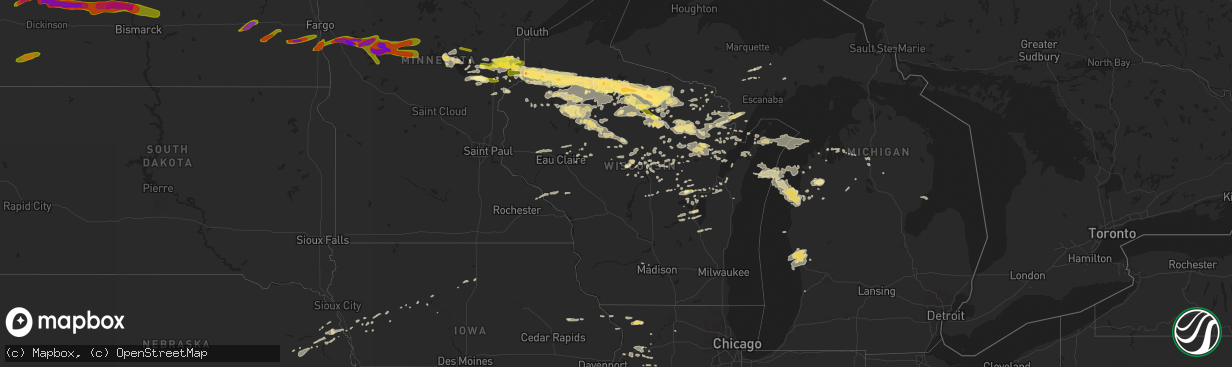 Hail map in Wisconsin on September 4, 2014