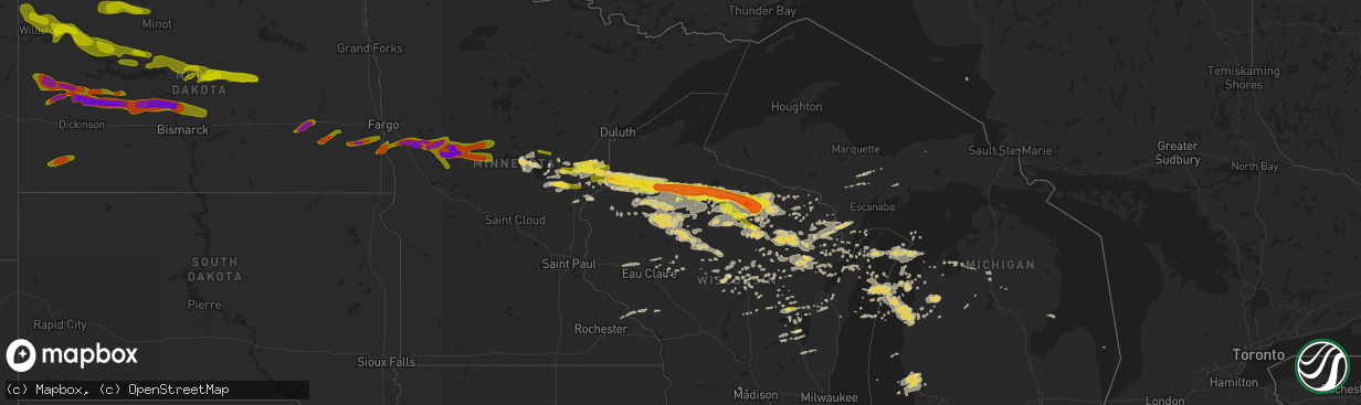 Hail map on September 4, 2014