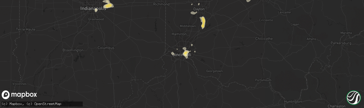 Hail map in Cincinnati, OH on September 4, 2015