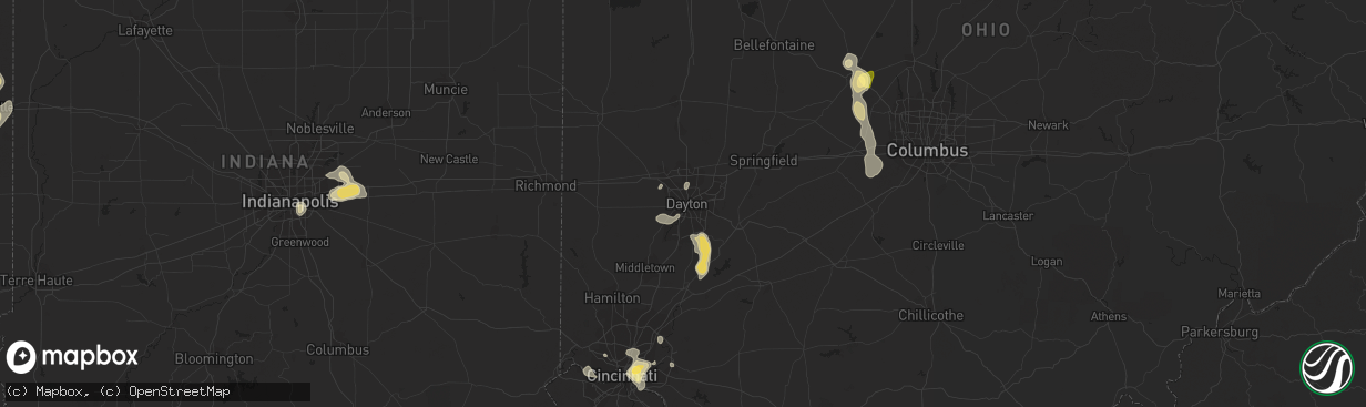 Hail map in Dayton, OH on September 4, 2015