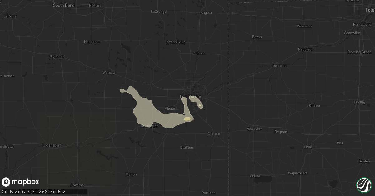 Hail map in Fort Wayne, IN on September 4, 2015