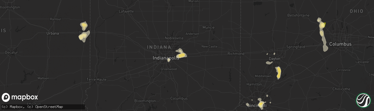 Hail map in Greenfield, IN on September 4, 2015