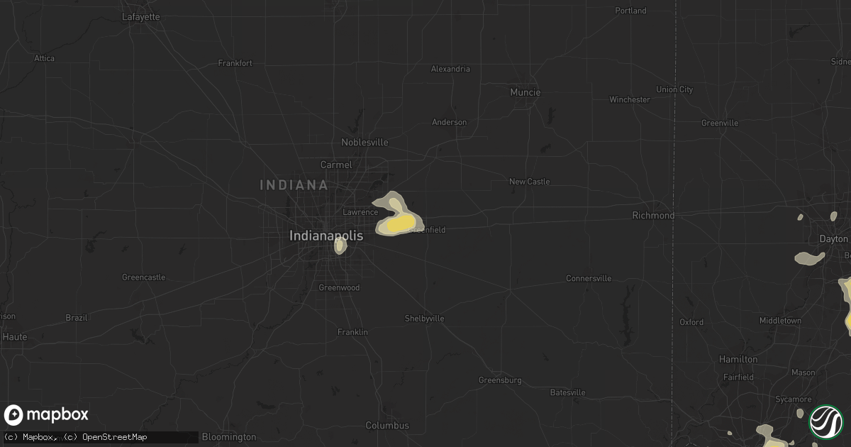 Hail map in Greenfield, IN on September 4, 2015