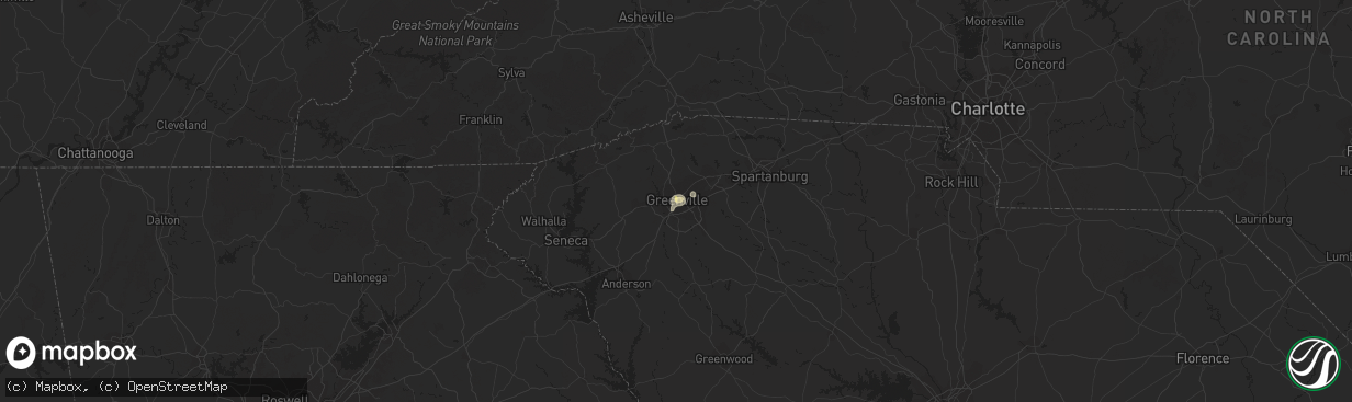 Hail map in Greenville, SC on September 4, 2015