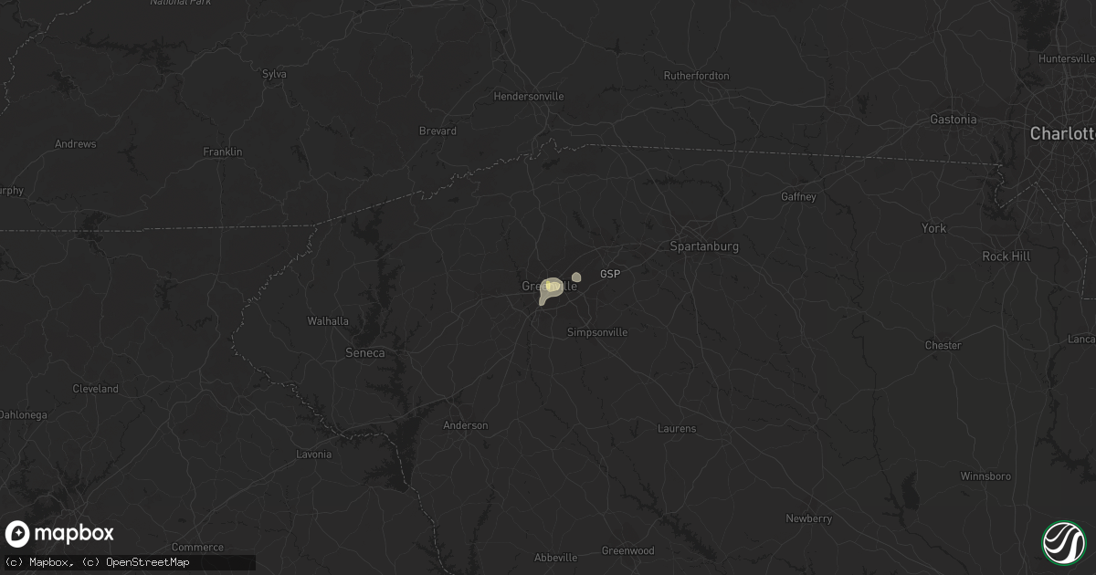 Hail map in Greenville, SC on September 4, 2015