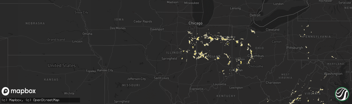 Hail map in Illinois on September 4, 2015