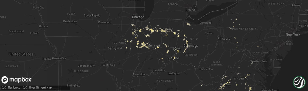 Hail map in Indiana on September 4, 2015