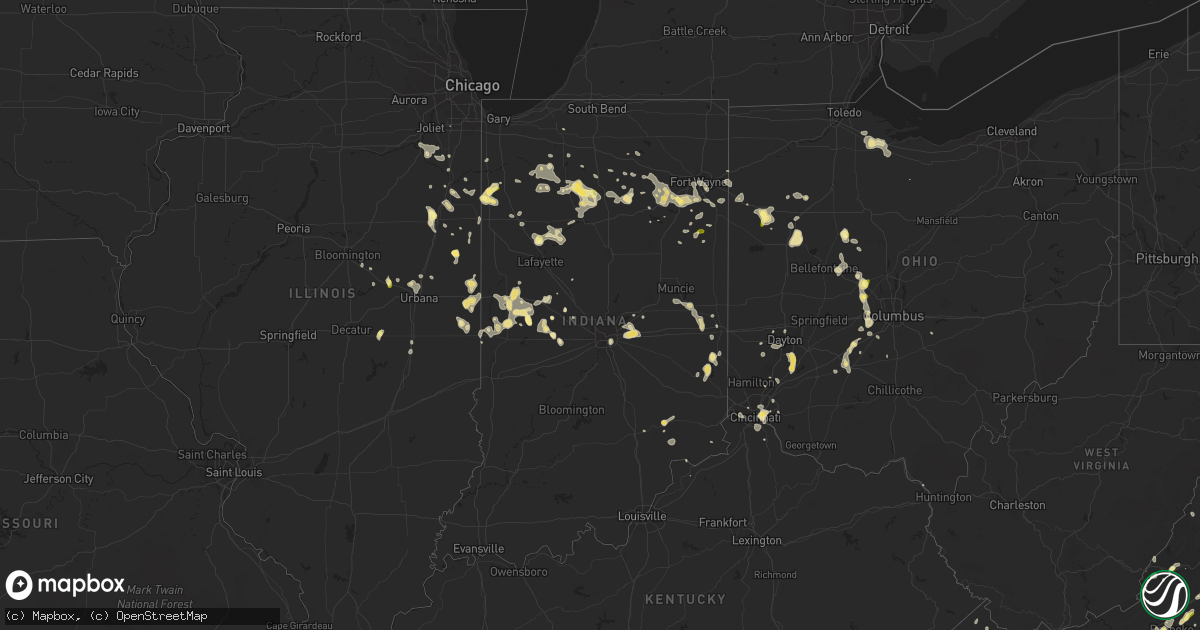 Hail map in Indiana on September 4, 2015